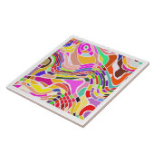 Groovy Retro Line Art| Keramik Fliese (Seite)