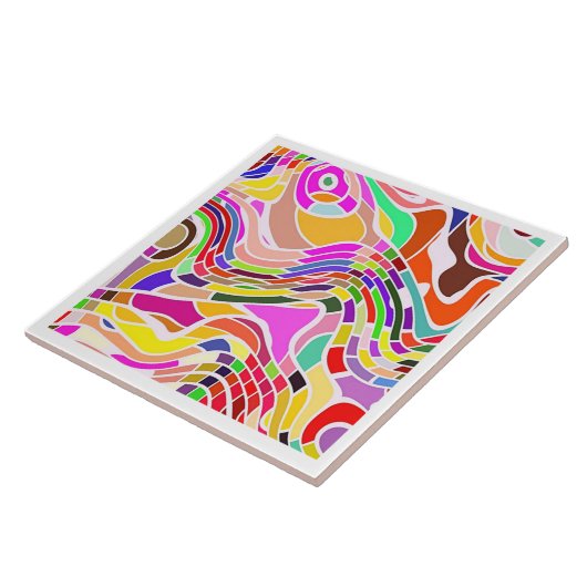 Groovy Retro Line Art| Keramik Fliese (Seite)