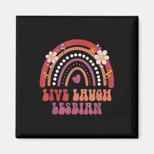 Groovy Retro Live Laugh Lesbischer Stolz Lgbtq+ St Magnet