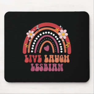 Groovy Retro Live Laugh Lesbischer Stolz Lgbtq+ St Mousepad