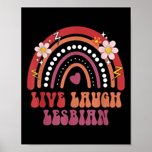 Groovy Retro Live Laugh Lesbischer Stolz Lgbtq+ St Poster