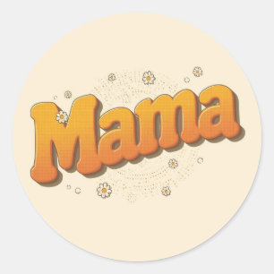 Groovy Retro Mama 70er Jahre Bubble-Letter-Aufkleb Runder Aufkleber