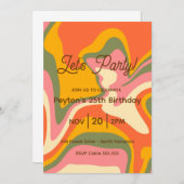 Groovy Retro Marble Party Einladung (Vorne/Hinten)