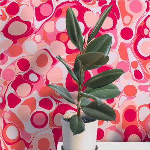 Groovy Retro-Marmorierte rosa Tintentröpfchen Tapete