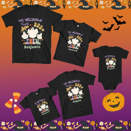Groovy Retro Matching Familienname Halloween Ghost Baby T-shirt