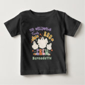 Groovy Retro Matching Familienname Halloween Ghost Baby T-shirt (Vorderseite)