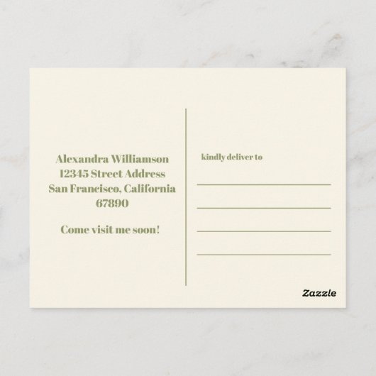 Groovy Retro Minimalistisch Ich habe eine neue Zuh Postkarte (Rückseite)