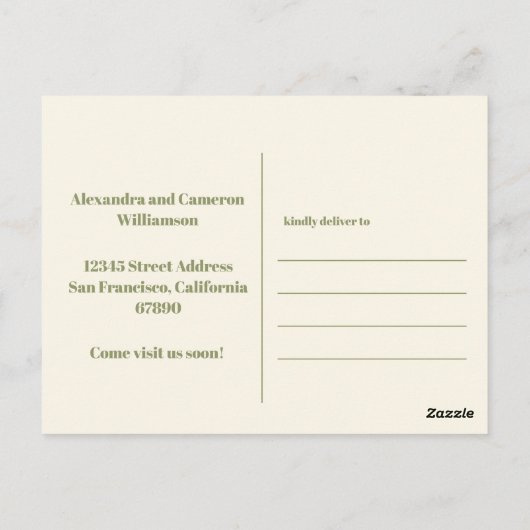 Groovy Retro Minimalistisch Moved New Zuhause Addr Postkarte (Rückseite)