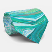 Groovy Retro Mintgrün und Blau Wirbel Krawatte (Gerollt)