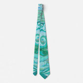 Groovy Retro Mintgrün und Blau Wirbel Krawatte (Rückseite)