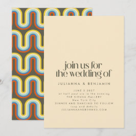 Groovy Retro Mod 70er Aesthetic Olive Green Weddin Einladung