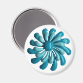 Groovy Retro MOD Atomic Hippie Daisy Blume Blue Magnet (Vorderseite/Rückseite)