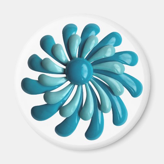 Groovy Retro MOD Atomic Hippie Daisy Blume Blue Magnet (Vorne)