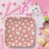 Groovy Retro Mod Hippie 60er 70er Daisy Blume Pink Pappteller (Party)