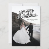 Groovy Retro Modern Minimal Weihnachtsfoto Card Einladung (Vorderseite)