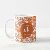 Groovy Retro Monogram Orange Kaffeetasse (Links)