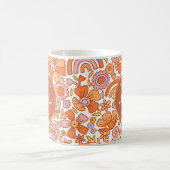 Groovy Retro Monogramm Orange Kaffeetasse (Mittel)