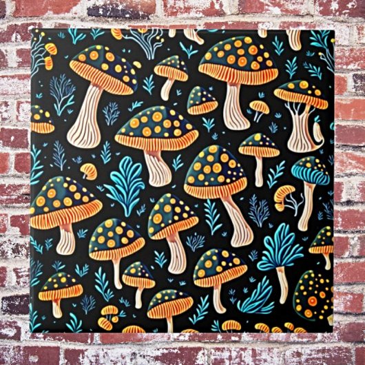 Groovy Retro Mushroom Keramik Tile Fliese