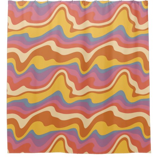 Groovy Retro Muster Duschvorhang (Vorderseite)