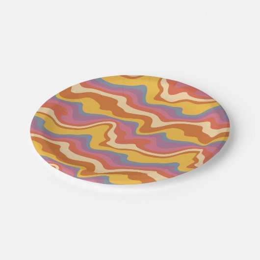 Groovy Retro Muster Pappteller (Schrägansicht)