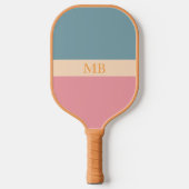 Groovy Retro Muster Pink Blue Ästhetik Monogram Pickleball Schläger (Vorderseite)