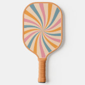 Groovy Retro Muster Pink Blue Ästhetik Monogram Pickleball Schläger (Rückseite)