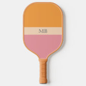 Groovy Retro Muster Preppy Ästhetik Mit Monogramm Pickleball Schläger (Vorderseite)