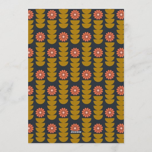 Groovy Retro Navy Blue Botanical Engagement Party Einladung (Rückseite)