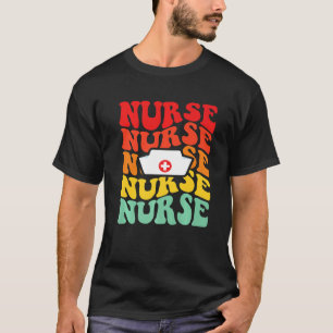 Groovy Retro Nurse Colorful Nurse Blume School N T-Shirt