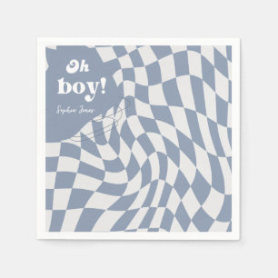 Groovy Retro Oh Boy! Karierte Babyparty-Servietten Serviette