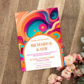 Groovy Retro Orange abstrakte funky Hochzeit Einladung