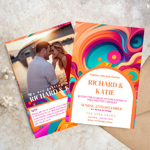 Groovy Retro Orange abstrakte funky Hochzeit Einladung