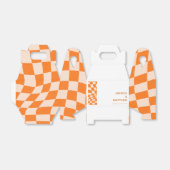 Groovy Retro Orange Abstrakter Karo Hochzeit maßge Geschenkschachtel (Ungefaltet)