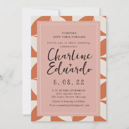 Groovy Retro Orange Beige Handwritting Wedding Einladung