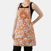 Groovy Retro Orange Blumenmonogramm Schürze (InSitu)