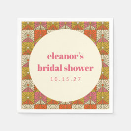 Groovy Retro Orange Botanisches Brautparty kundens Serviette