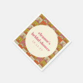 Groovy Retro Orange Botanisches Brautparty kundens Serviette (Ecke)