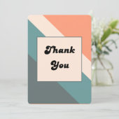 Groovy-Retro Orange & Dusty Blue Wedding Thank You Dankeskarte (Stehend Vorderseite)