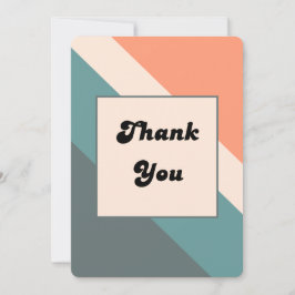 Groovy-Retro Orange & Dusty Blue Wedding Thank You Dankeskarte