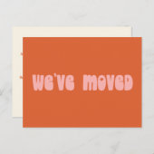 Groovy Retro Orange Einfach moved New Zuhause Addr Postkarte (Vorne/Hinten)