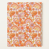 Groovy Retro Orange Florale Monogramm Planer (Rückseite)