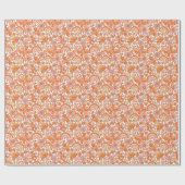 Groovy Retro Orange Florals Geschenkpapier (Flach)