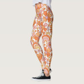 Groovy Retro Orange Florals Leggings (Links)