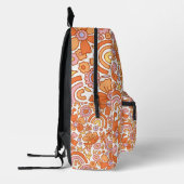 Groovy Retro Orange Florals Monogram Bedruckter Rucksack (Links)