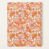 Groovy Retro Orange Florals Monogram Planer (Rückseite)