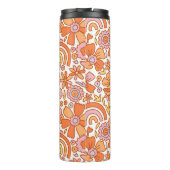 Groovy Retro Orange Florals Monogram Thermosbecher (Rückseite)