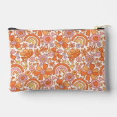 Groovy Retro Orange Florals Monogram Zubehörtasche (Rückseite)