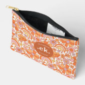 Groovy Retro Orange Florals Monogram Zubehörtasche (Offen)