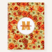 Groovy Retro Orange Hippie Blume Monogramm Notizblock (Vorderseite)