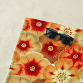 Groovy Retro Orange Hippie Blume Monogramm Strandtuch (Beispiel)